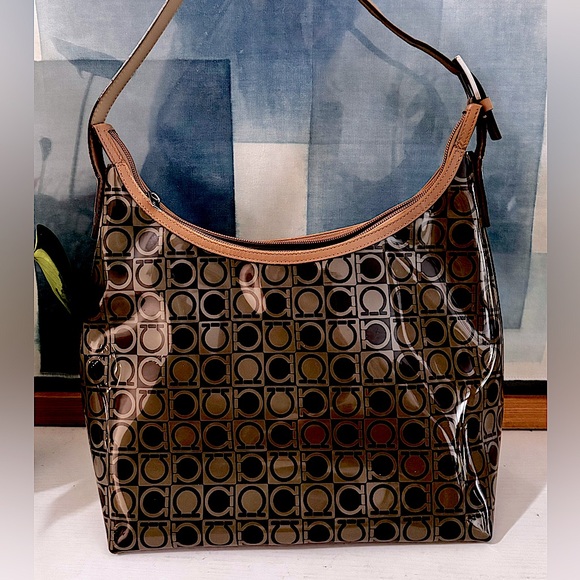 SALVATORE FERRAGAMO Translucent Gancini Logo Shoulder Bag - Picture 2 of 13